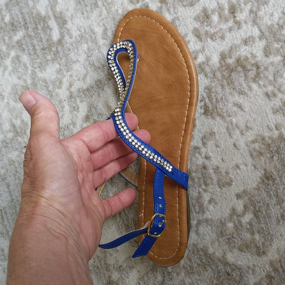 Luo Luo Molly Faux Rhinestone Thong Flip Flop Sandals - Picture 10 of 12